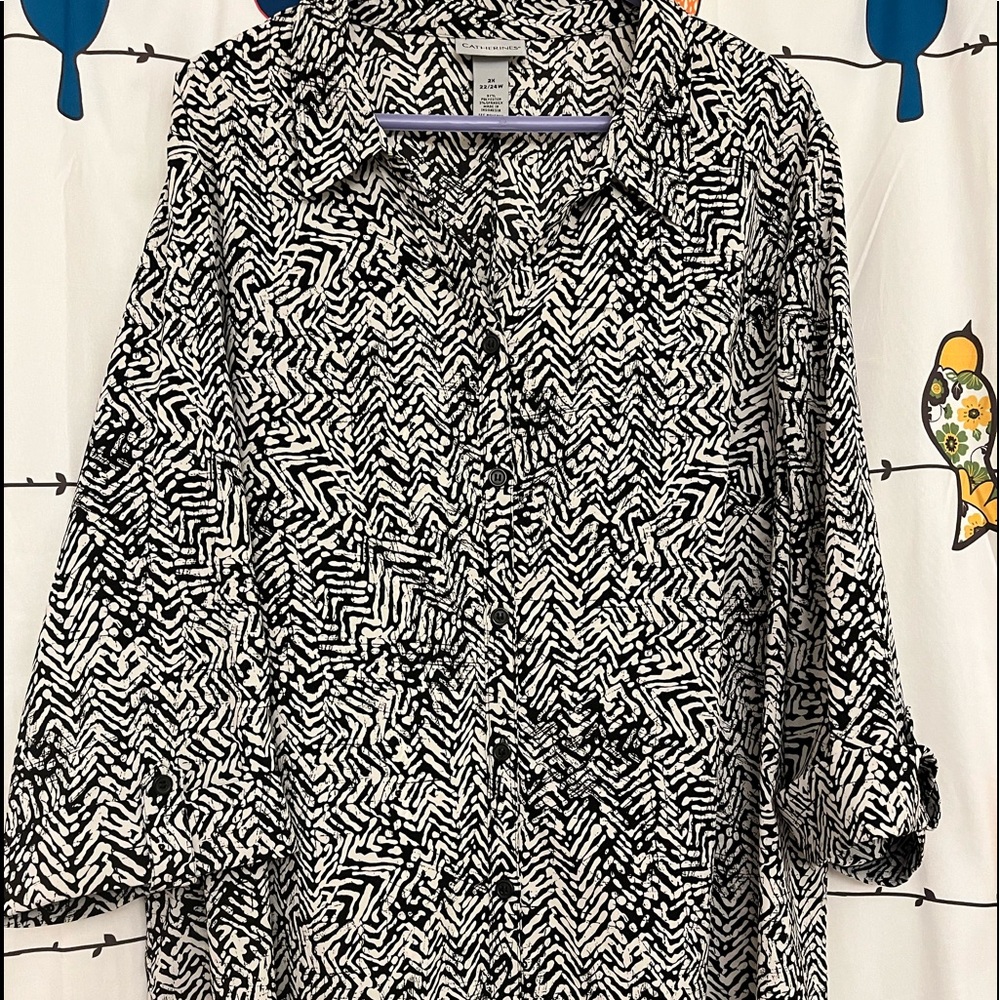 Black and White button down blouse - Catherines 2X